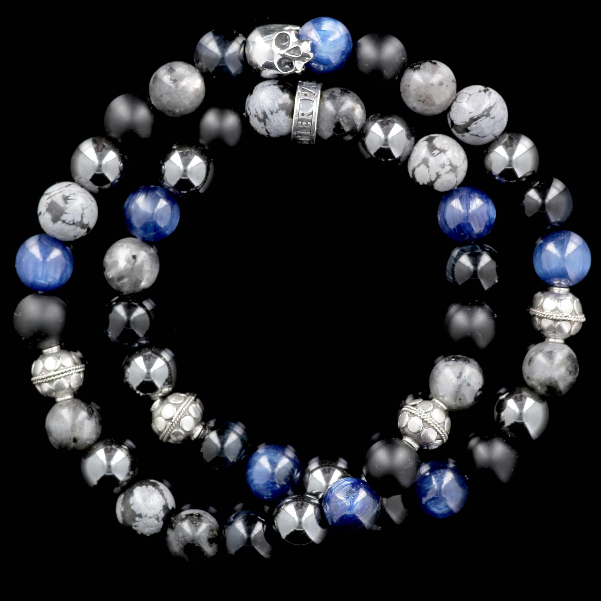 Abyssal blue Wrap - gemstones and Sterling Silver bracelet