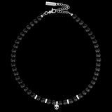 Dhempiresa - Halsreif aus mattem Onyx und Silber