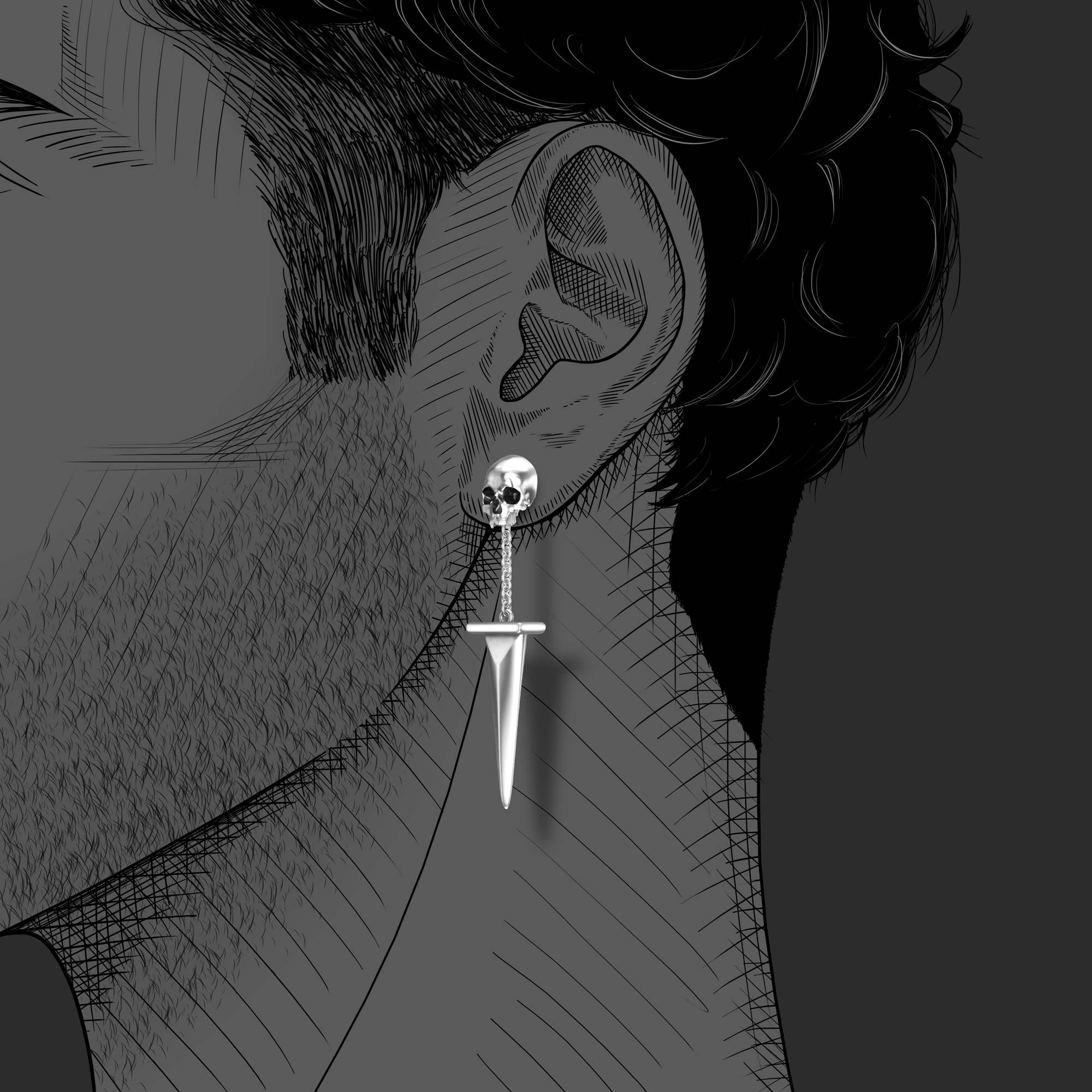Pendantes d'oreilles Dagger en argent