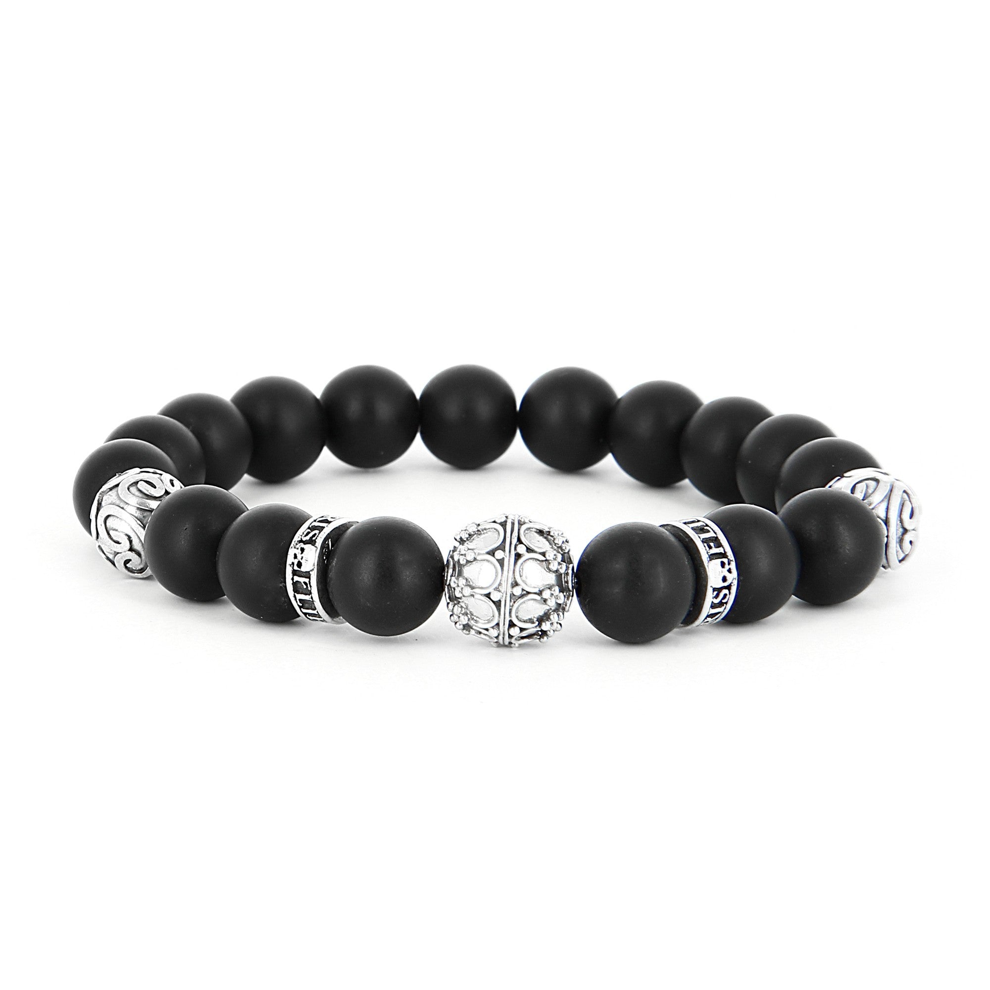 Silver Grenade - bracelet Onyx Mat