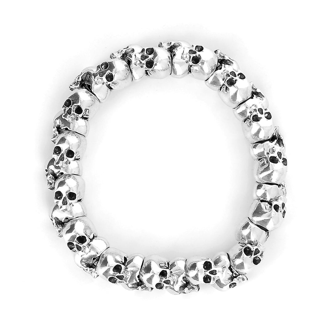 Bracelet Crâne Argent 925 Avec Pierres Hématites - Neuf Avec étiquettes, Créateur Artisan Français