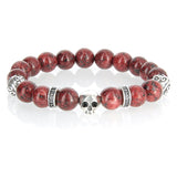 Silver Grenade Skull - Deep Red Jade