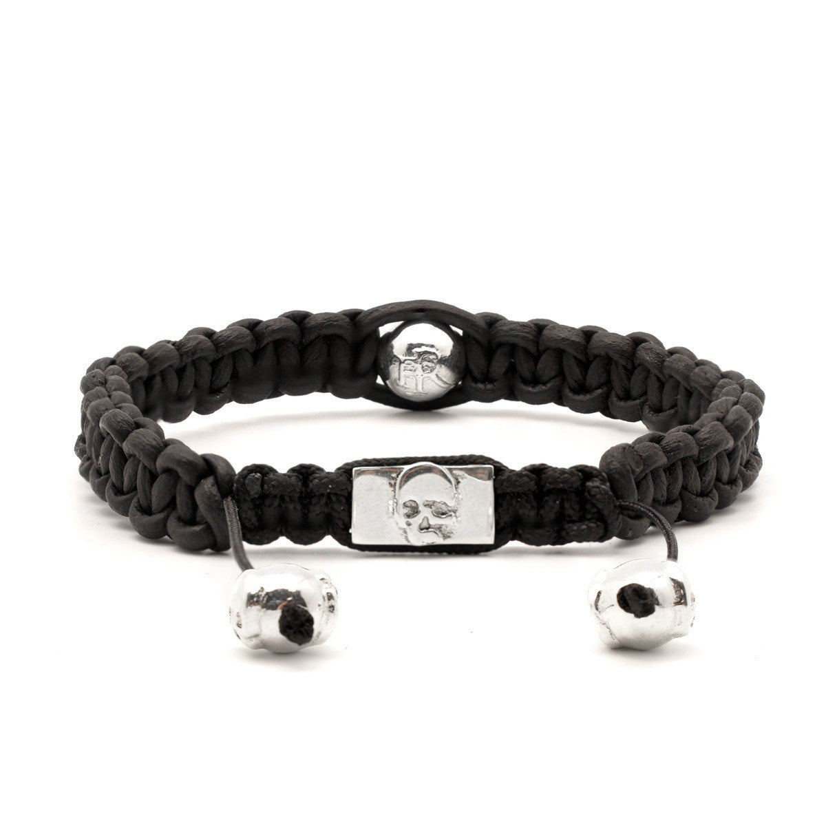 Skull String Noir- bracelet tressé en cuir