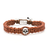 Skull String Cinnamon - naturally dyed leather macramé bracelet