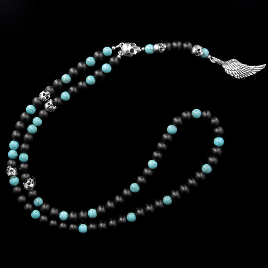 Angel Wing Ibiza - Chapelet en onyx mate et turquoise