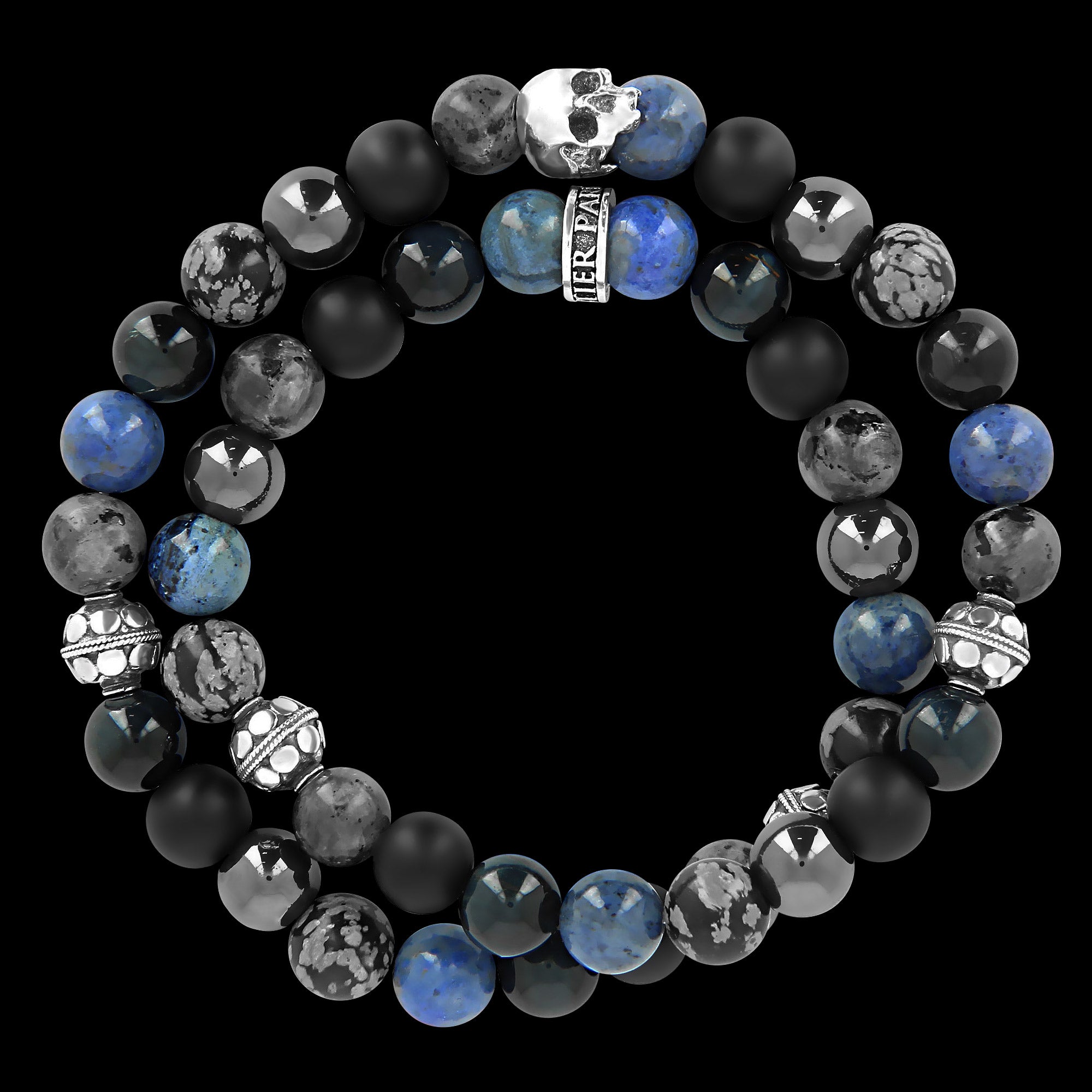 Abyssal blue Wrap - gemstones and Sterling Silver bracelet