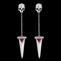 Pendante d'oreille Blood Dagger – argent et zircon rouge