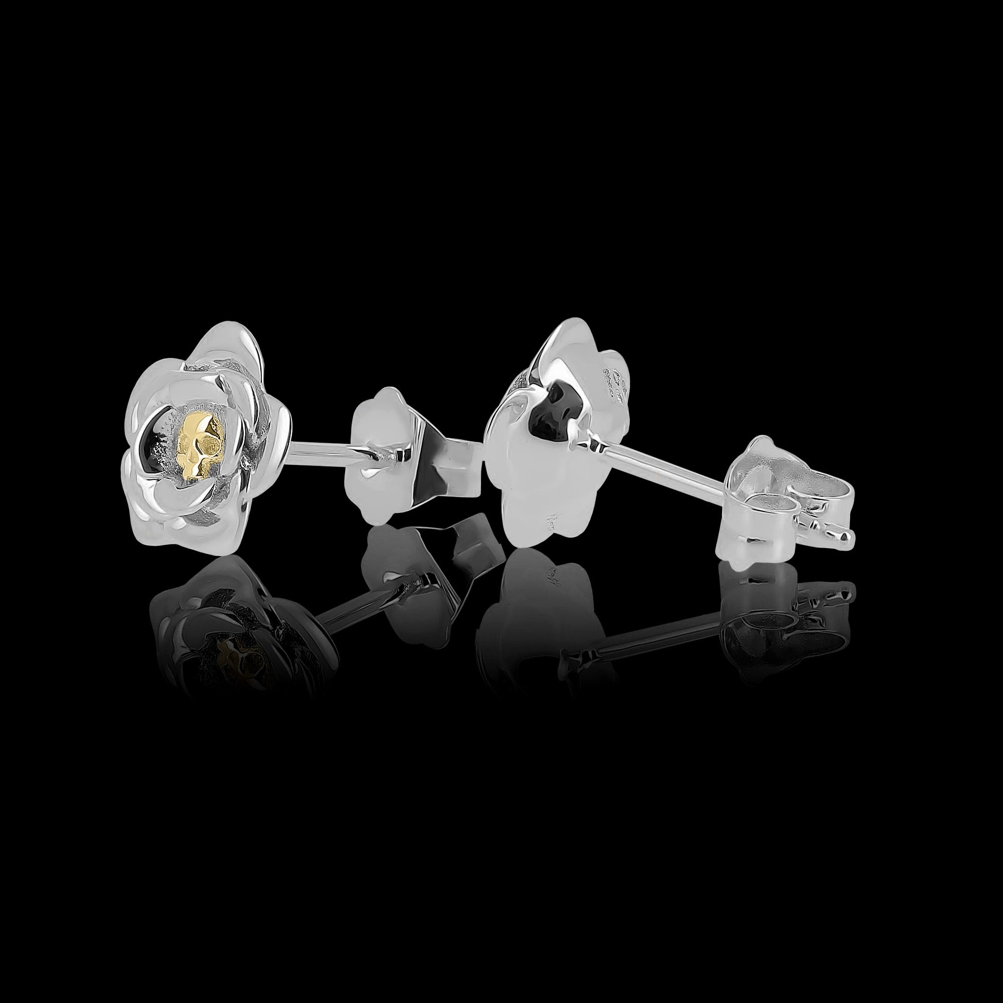 Boucles d'oreille Rose de Bonny Argent et Or