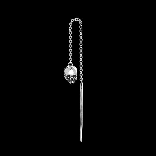 Skull and Bones silver drop earring