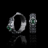 Dunkle Krone | Creolen aus 925er Sterlingsilber  Smaragd Zirkon
