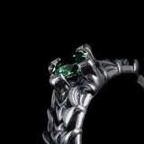 Dark Crown | 925 Sterling Silver Hoop Earrings Emerald Zircon