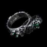 Dark Crown | 925 Sterling Silver Hoop Earrings Emerald Zircon