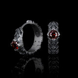 Sombre Couronne | Paire de créoles en argent 925 Rubis