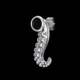 Paire de boucles d'oreilles tentacules | Modulables en argent avec diamant Cz Noir