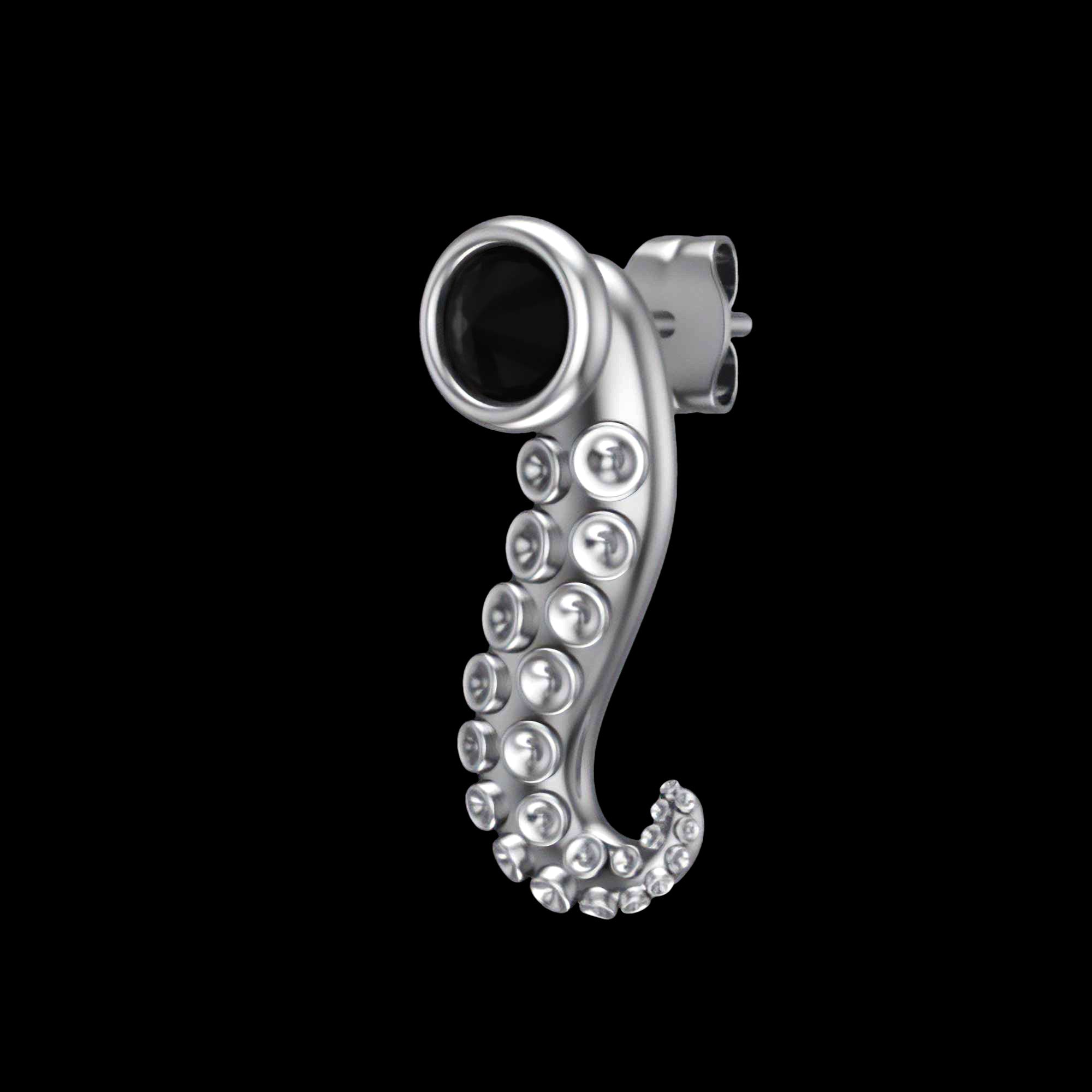 Sterling Silver Tentacle modular earrings with Cz diamond