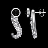 Paire de boucles d'oreilles tentacules | Modulables en argent avec diamant Cz Noir