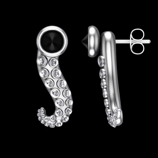 Sterling Silber Tentakel modulare Ohrringe mit Cz Diamant