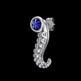 Paire de boucles d'oreilles tentacules | Modulables en argent avec diamant Cz Noir