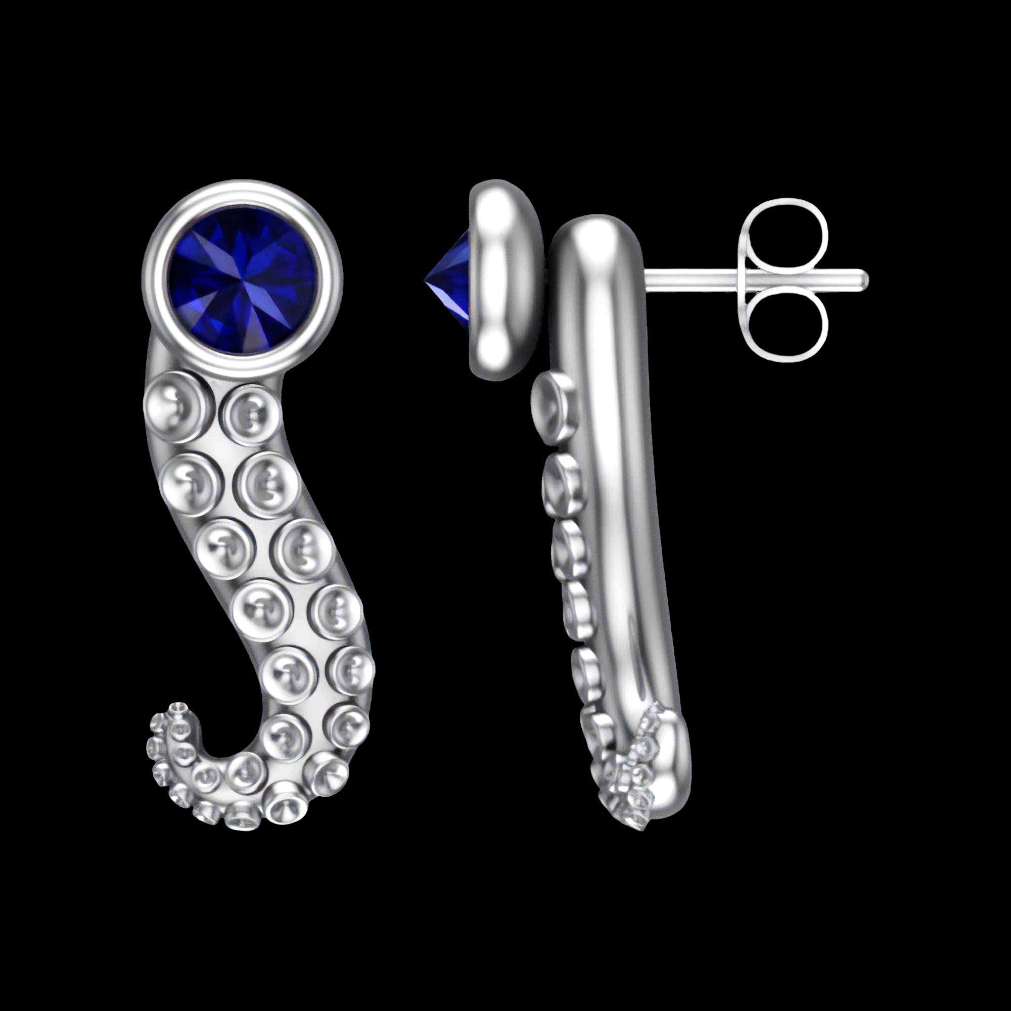 Sterling Silver Tentacle modular earrings with Cz diamond