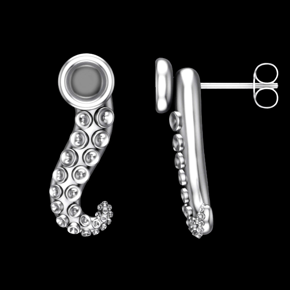 Paire de boucles d'oreilles modulables tentacules en argent