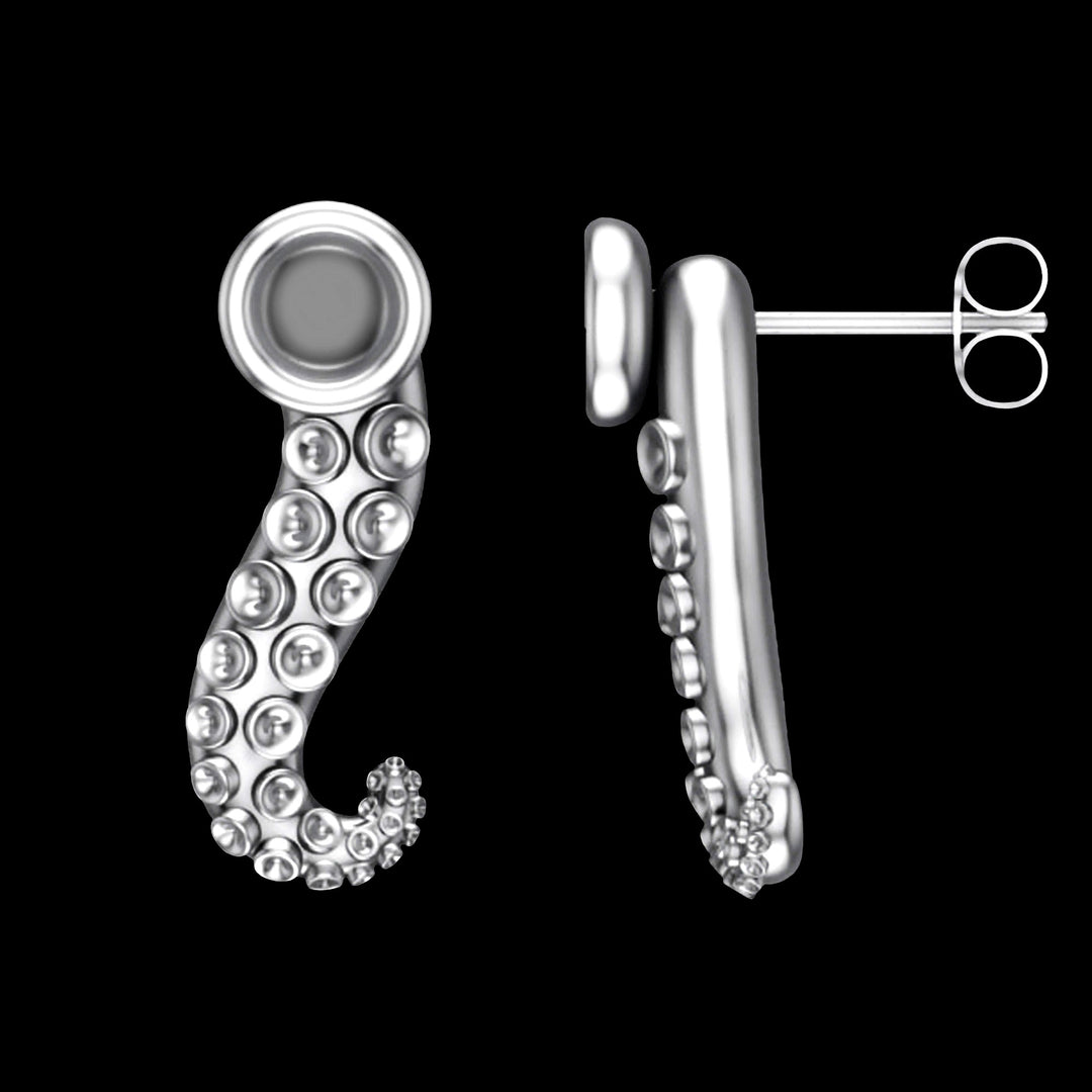 Paire de boucles d'oreilles modulables tentacules en argent