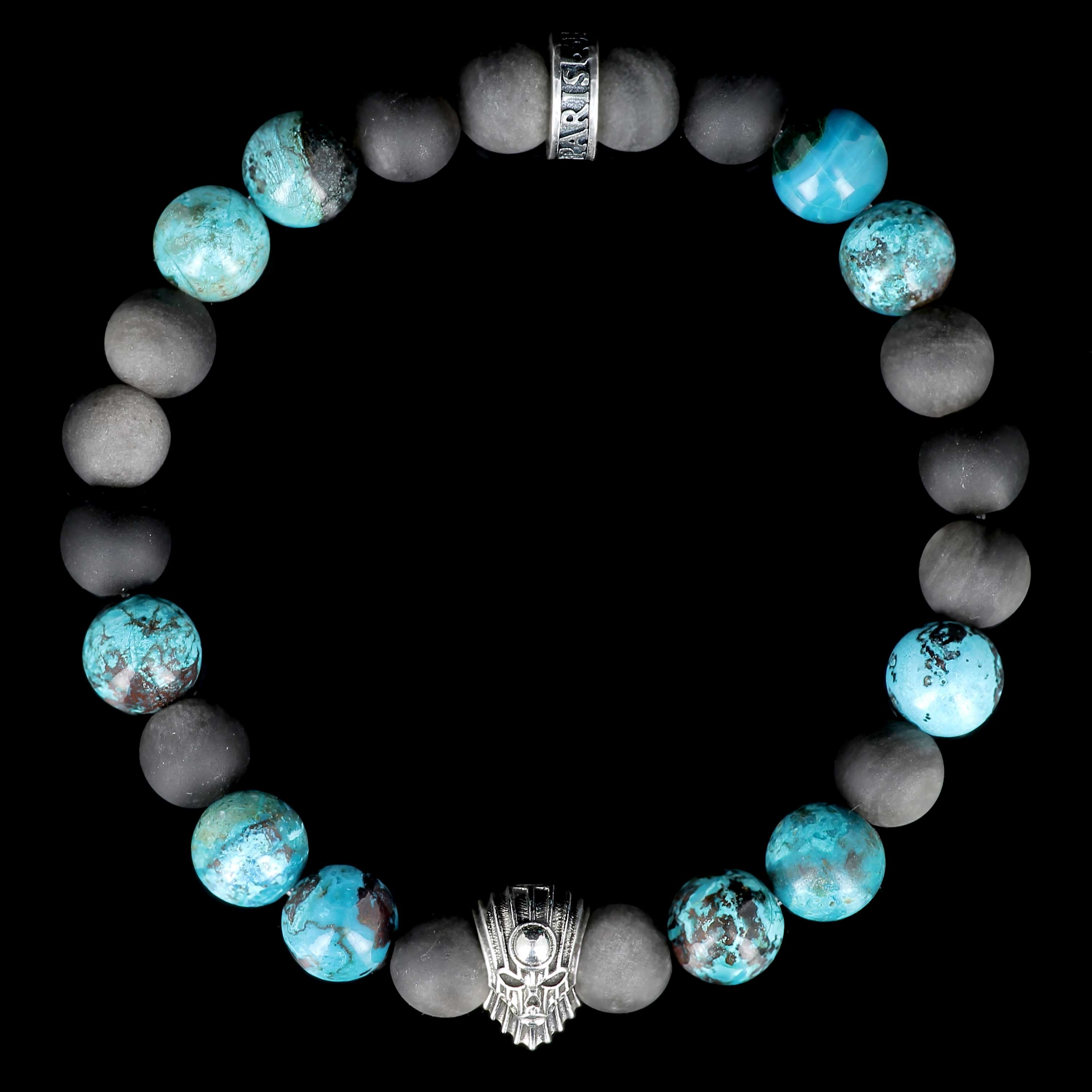 Bracelet Cyané en shattuckite, obsidienne argentée mate et argent 925, édition limitée Olivier Ledroit x Flibustier Paris