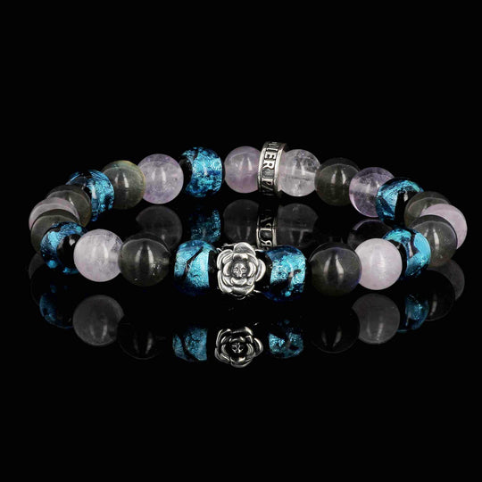 Les Roses de Bonny - Bracelet en Amethyste, labradorite et perles Hotaru