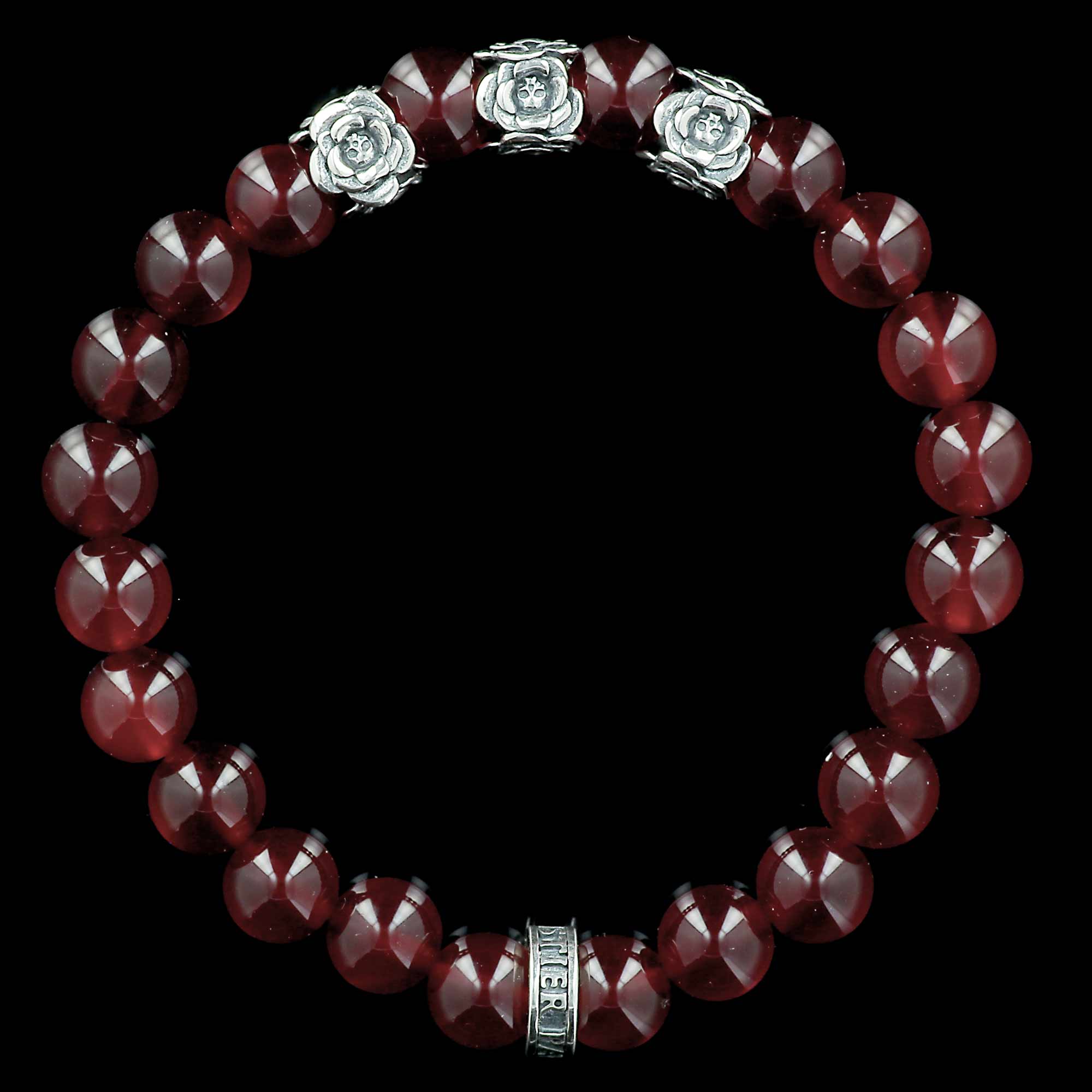 Les Roses de Bonny - Red jade and 925 silver bracelet