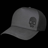 Casquette trucker anthracite avec broderie 3D tête de mort Jolly Roger