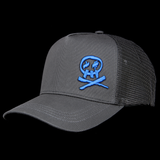 Trucker Cap Anthrazit | 3D Graff-Stickerei in Blau