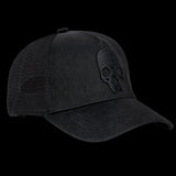 Trucker baseball Cap with 3D Jolly Roger skull embroidery - Black