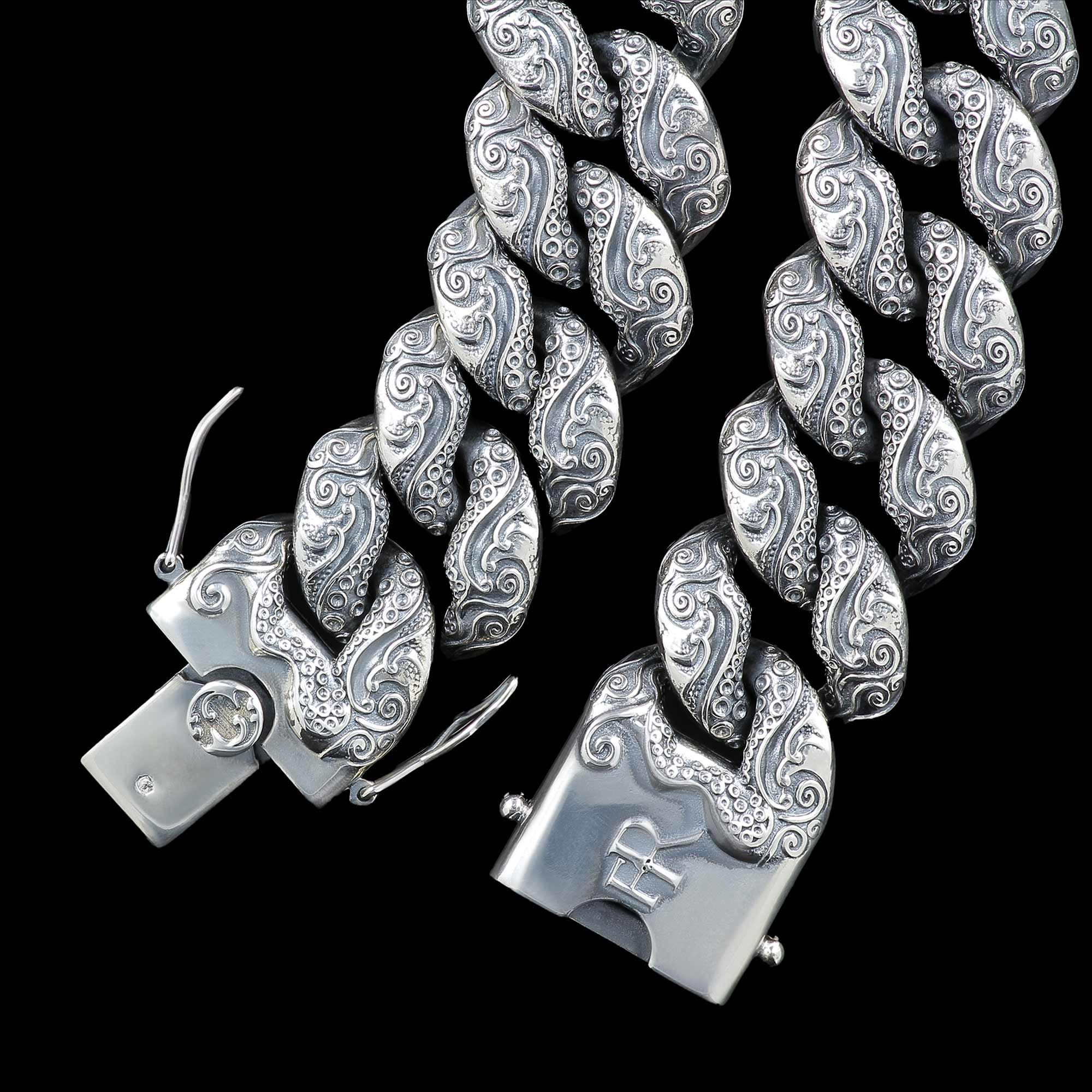 Le Kraken - Collier maille cubaine en argent 925
