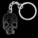 Jolly Roger black metal skull keychain