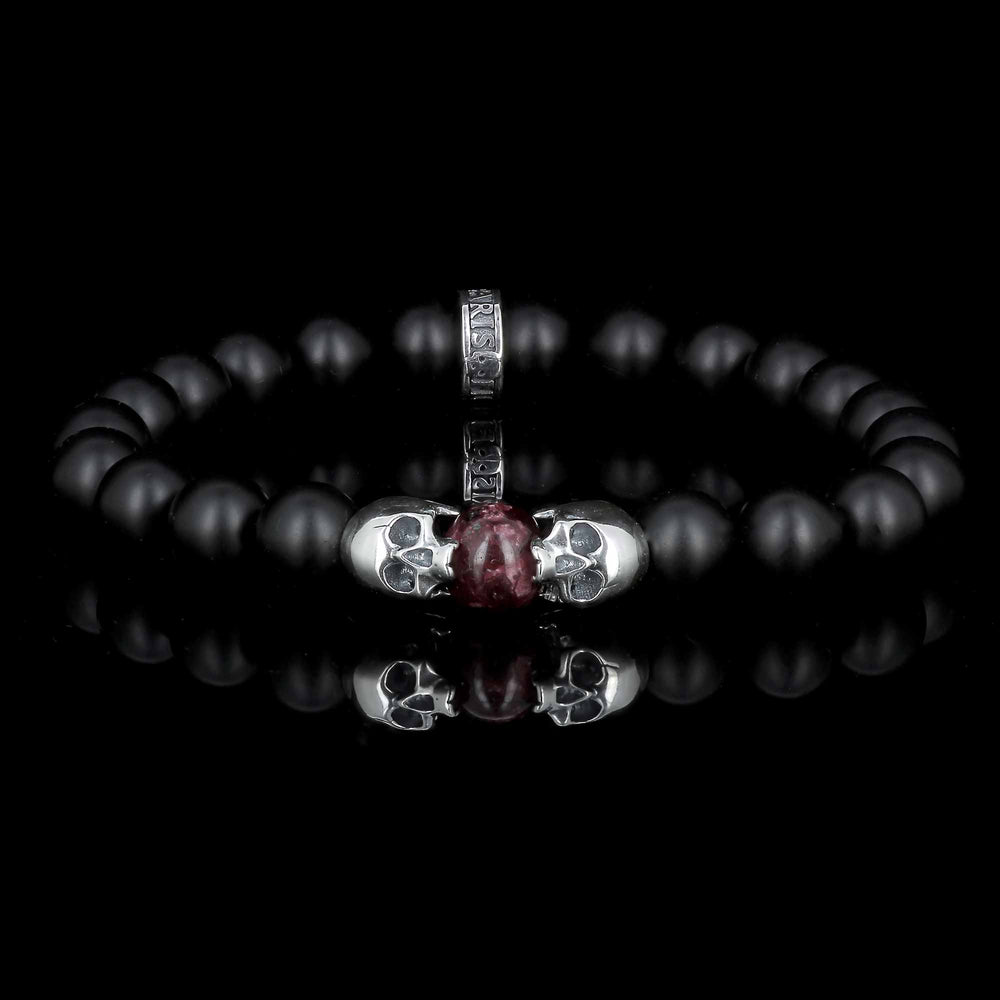 Head2Head - Matte onyx and red jade bracelet