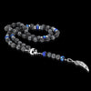 Angelwing Skull Okinawa - Sterling Silver, larvikite, hematite and Hotaru® beads rosary