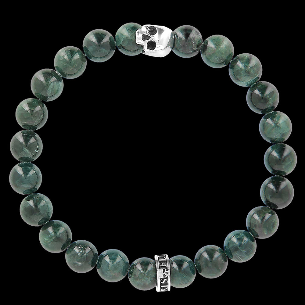 K.I.S.S. Bracelet en apatite vert de gris AAA et argent