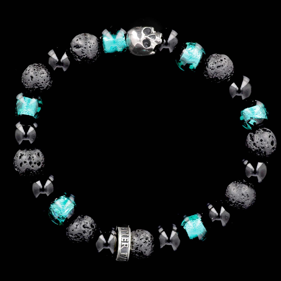 Premium K.I.S.S. Candy Shirakoma- bracelet en perles de verre traditionnelles émeraudes d'Okinawa et argent 925 Sterling