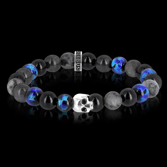 Premium K.I.S.S. Candy Okinawa - bracelet en perles de verre traditionnelles bleues d'Okinawa et argent 925 Sterling