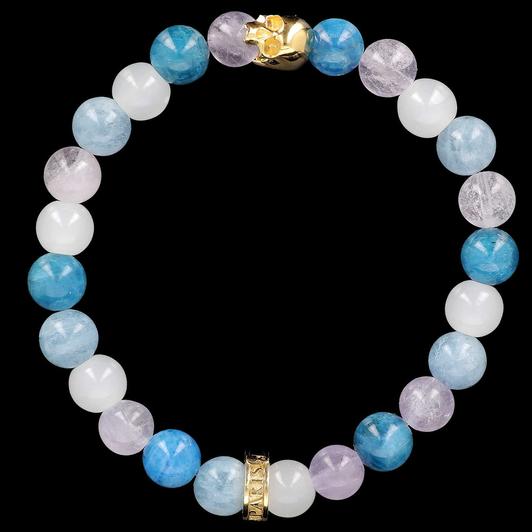 KISS Candy Saba Island Gold edition - bracelet en aiguemarine, amethyste et apatite