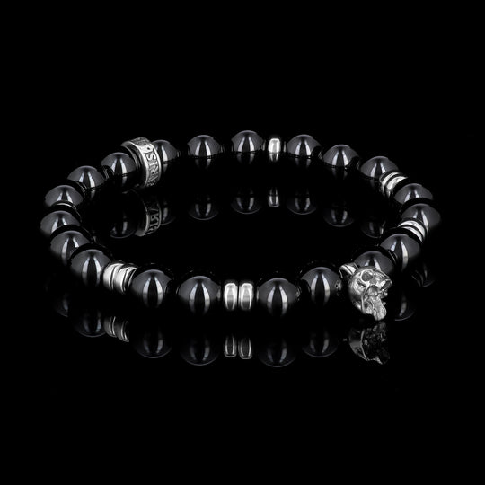 Skull Charm - Midnight - Bracelet en Onyx et argent