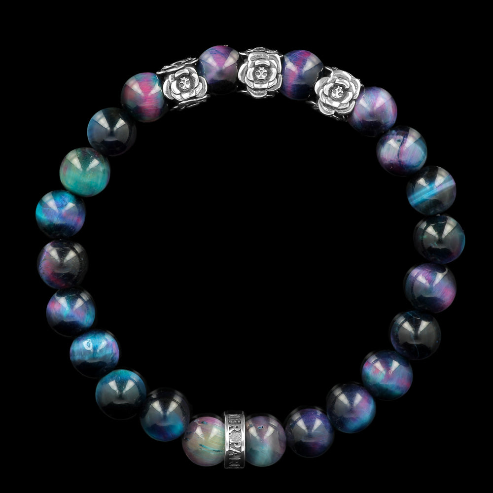 Les Roses de Bonny - Bracelet en oeil de tigre galaxy et argent 925