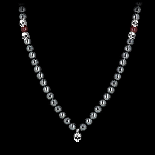 Le Joly - Gemstones necklace with Sterling silver skulls