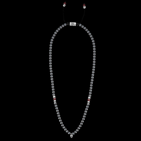 Le Joly - Gemstones necklace with Sterling silver skulls