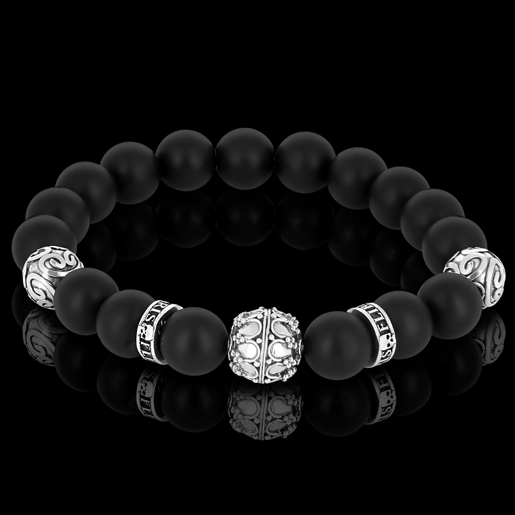 Silver Grenade - bracelet Onyx Mat