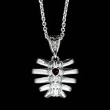 Pendentif seul À Coeur Ouvert | Argent 925 et zirconium rouge