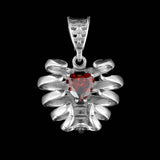Pendentif seul À Coeur Ouvert | Argent 925 et zirconium rouge