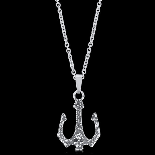 Pendentif seul - Trident sombre avec crâne en argent 925