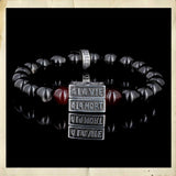 À la vie, à la mort | Bracelet en hypersthène et jade rouge