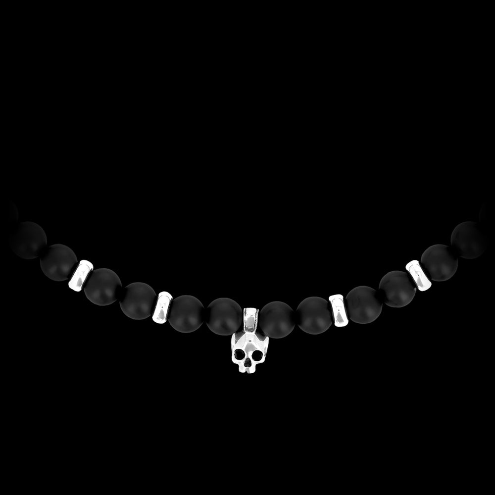 Dhempiresa - Matte onyx and silver choker