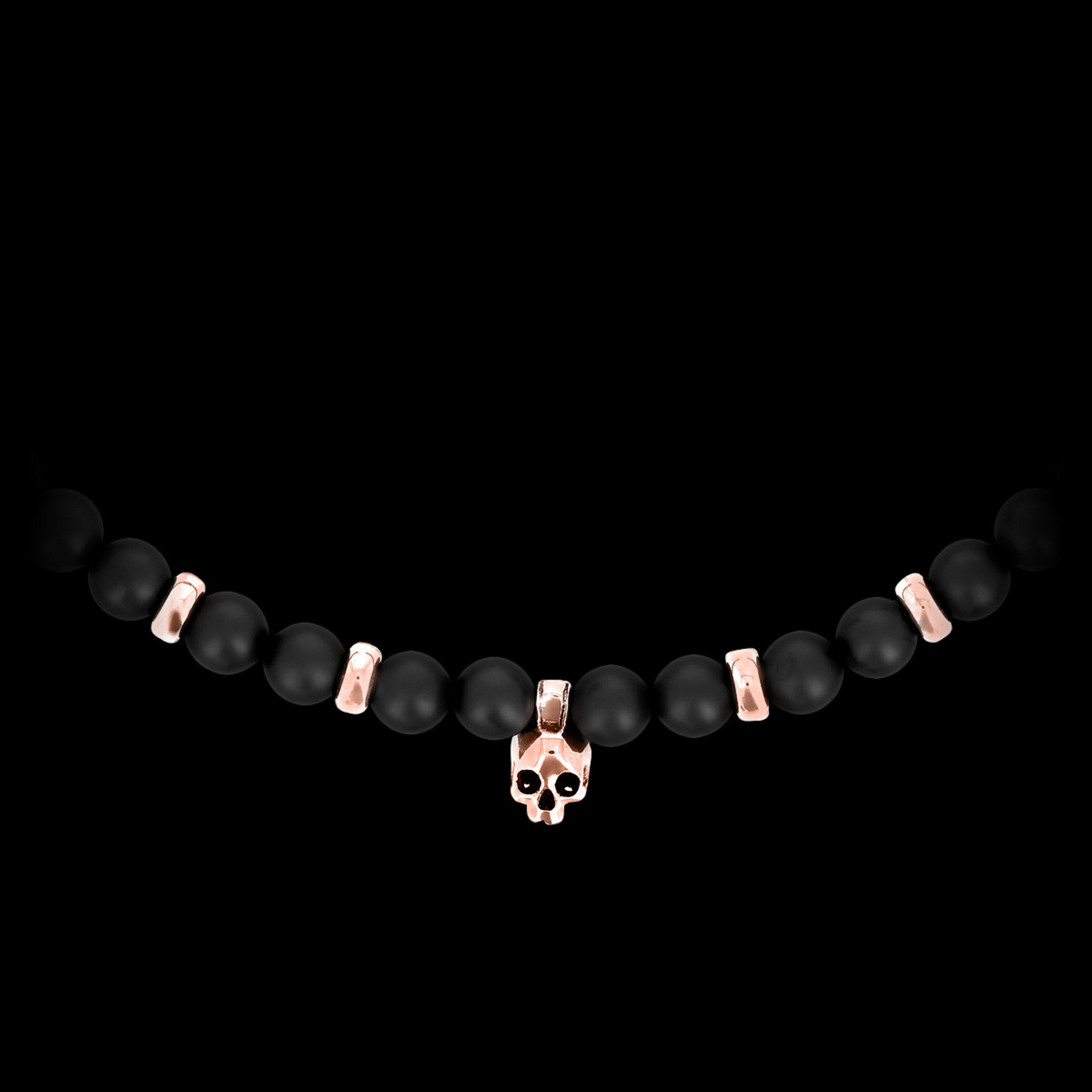 Dhempiresa - Ras de cou en onyx mate et vermeil rose